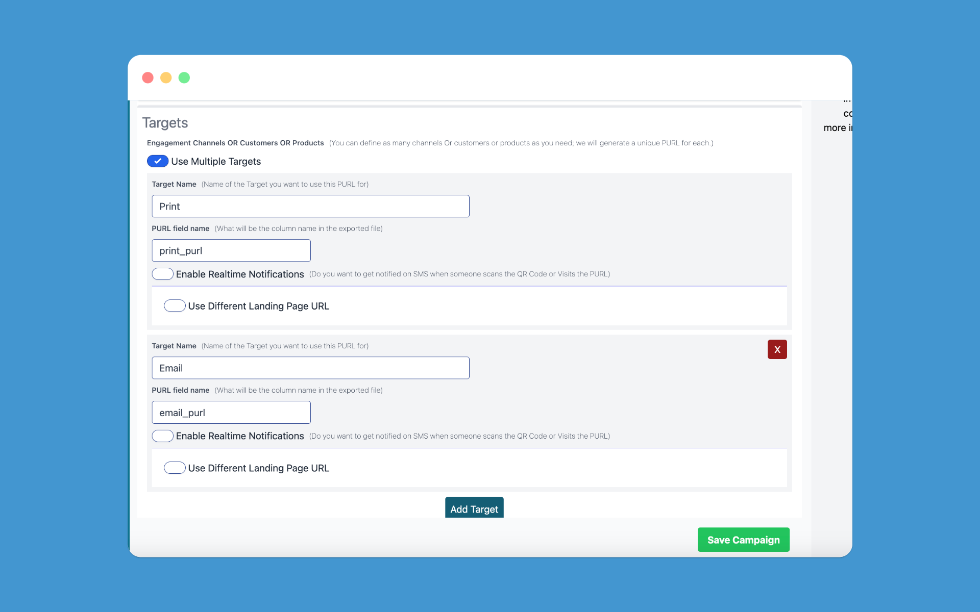 Define Multiple Targets for Your Campaign